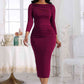 Amelia Ruched Boat Neck Midi Dress