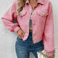 Houndstooth Collared Neck Button Up Jacket