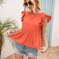 Lace Detail Round Neck Peplum T-Shirt