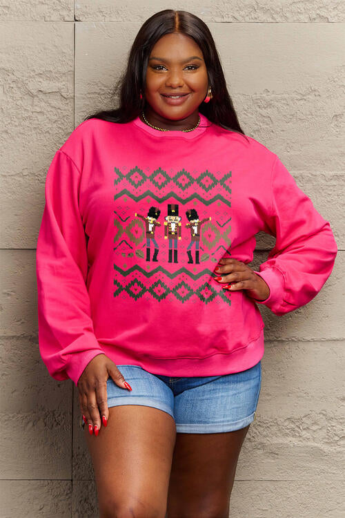 Simply Love Full Size Christmas Themed Nutcracker Graphic Long Sleeve Sweatshirt