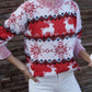 Christmas Reindeer & Snowflake Round Neck Sweater