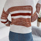 Striped Collared Neck Long Sleeve Sweater