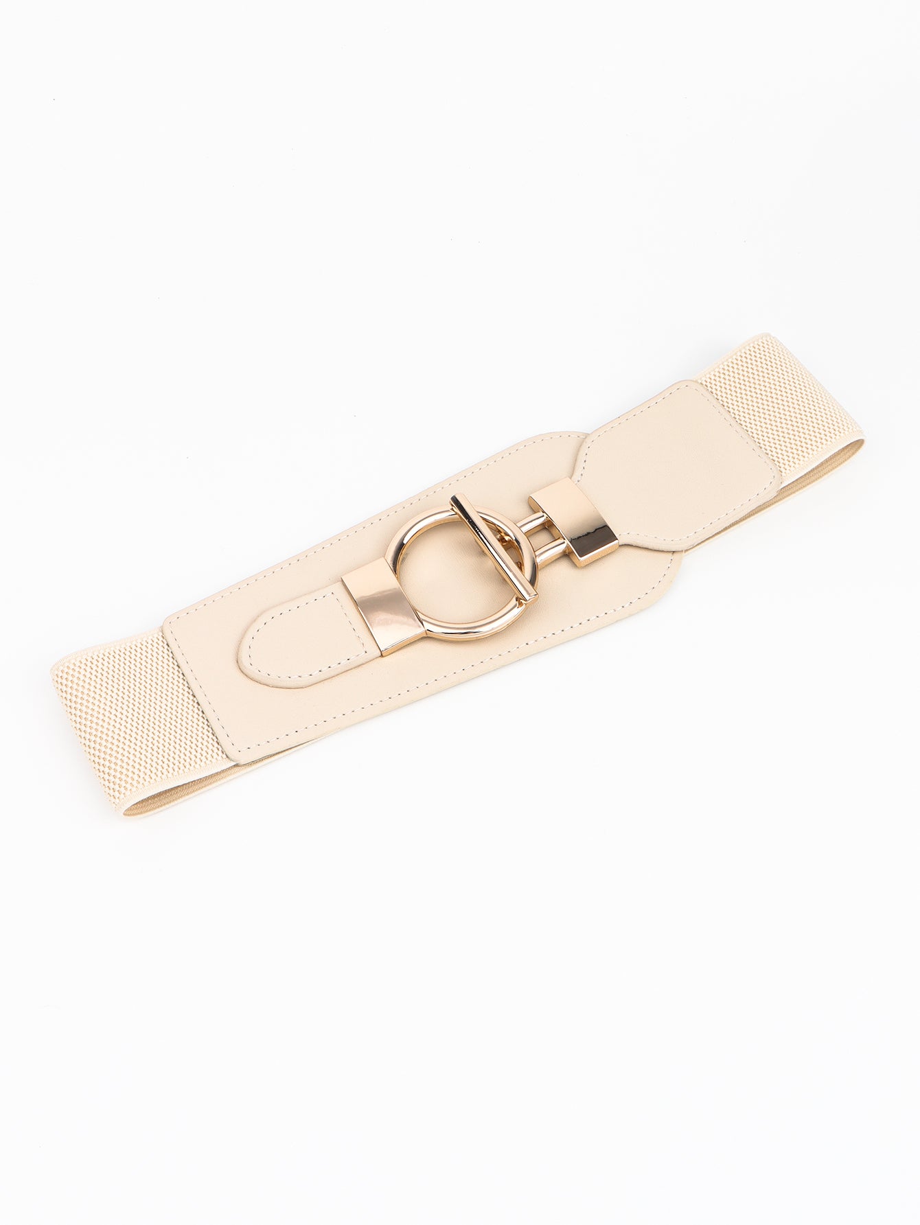 Women's PU Elastic Wide Belt with Alloy Buckle