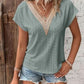 Eyelet V-Neck Short Sleeve T-Shirt