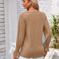 Smocked V-Neck Long Sleeve Blouse