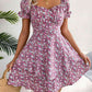 Floral Sweetheart Neck Flounce Sleeve Mini Dress