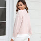Sophia & Grace Button-Down Stripe & Plaid Contrast Pattern Cardigan