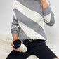 Striped Turtleneck Dropped Shoulder Sweater