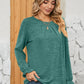 Ruched Round Neck Flounce Sleeve T-Shirt