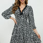 Avery Aria Full Size Printed Plunge Neck Flounce Sleeve Mini Dress