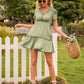 Frill V-Neck Short Sleeve Ruffle Hem Dress