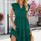Ruched Notched Cap Sleeve Dress