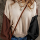 Contrast Round Neck Dropped Shoulder Sweater