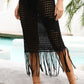Women's Fringe Hem Drawstring Waist Openwork Skirt