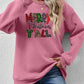 Merry Christmas Ya'll Letter Graphic Round Neck Long Sleeve Sweatshirt