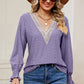 Eyelet V-Neck Flounce Sleeve T-Shirt
