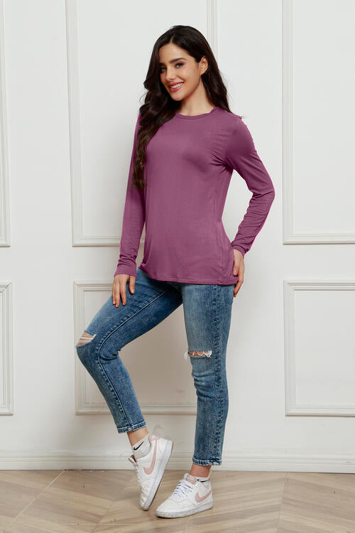 Basic Bae Full Size Round Neck Long Sleeve Top *