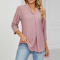 Full Size Eyelet Three-Quarter Sleeve Blouse