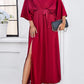 Slit Tied V-Neck Three-Quarter Sleeve Dress