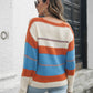 Striped V-Neck Drop Shoulder Sweater