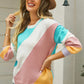 ZELDAlea Color Block Round Neck Long Sleeve Sweater