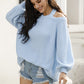 Ribbed Long Sleeve Cold Shoulder Knit Top