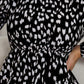 Women's Printed Frill Neck Long Sleeve Dress