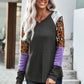 Avery Mixed Print Full Size Sleeve Crewneck Waffle Knit Top