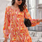 Abstract Print Square Neck Smocked Dress