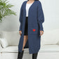 Lantern Sleeve Open Front Pocketed Cardigan