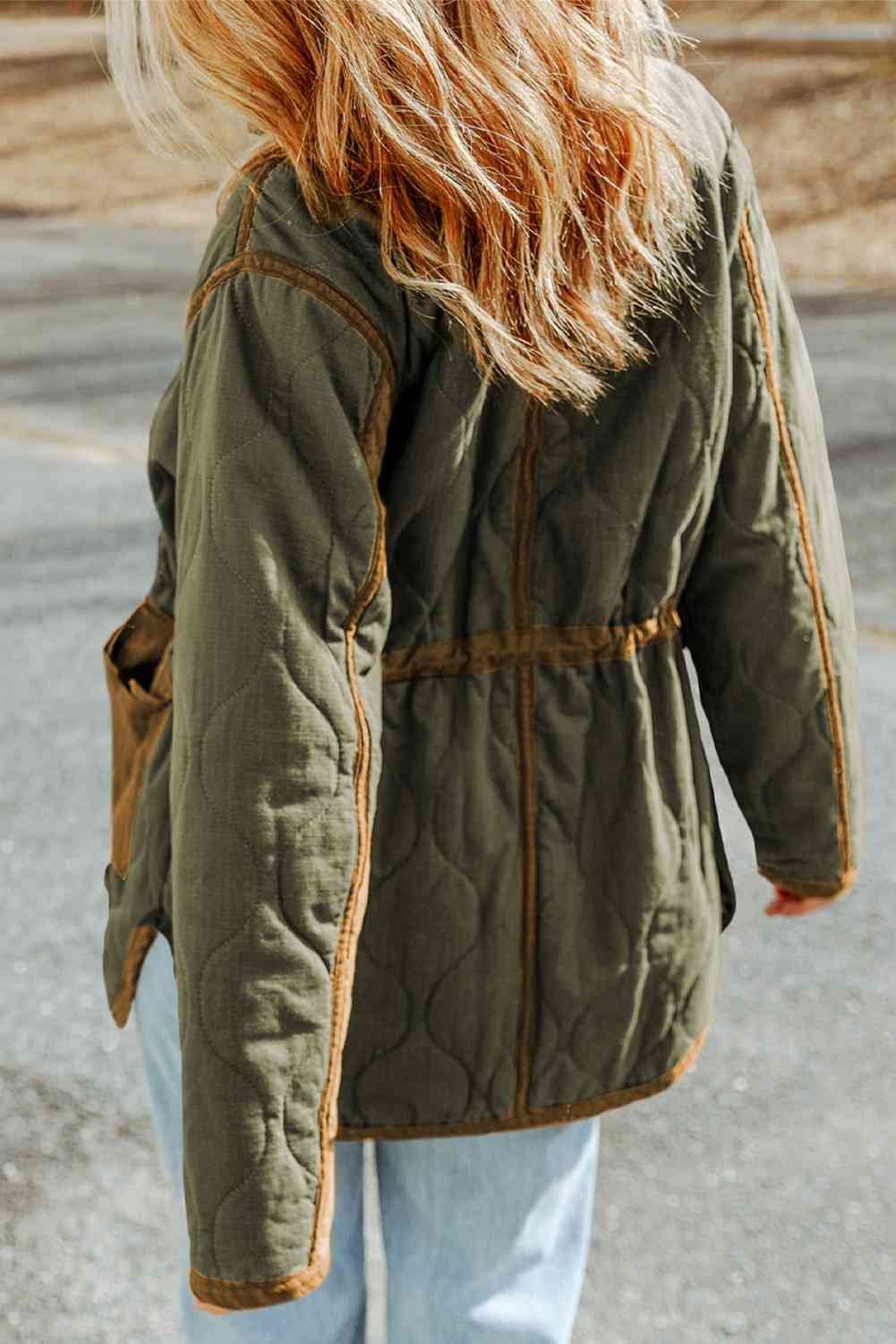 Full Size Drawstring Waist Zip-Up Jacket