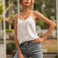 Decorative Button V-Neck Spaghetti Strap Cami